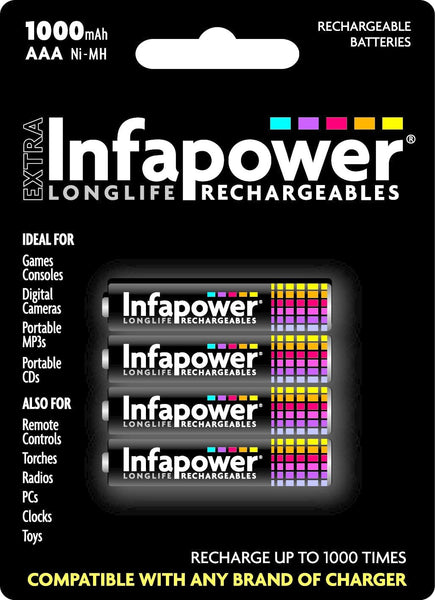 Infapower 4 Battery AAA Rechargeable 1000mAh