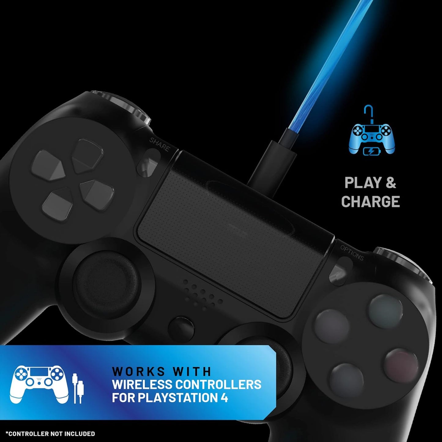PS4 Light Up Charge Cables Twin Pack