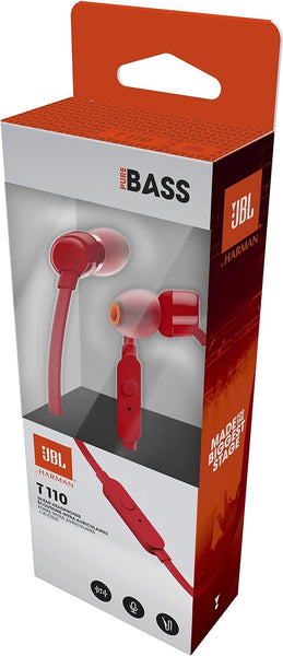 JBL T110 EARPHONES + MIC RED
