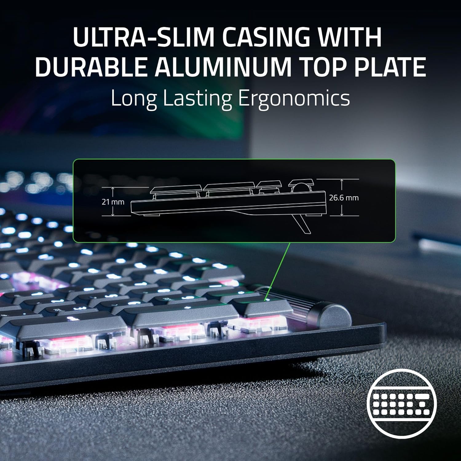 Razer DeathStalker V2 Pro (Red Switch) - Wireless Optical Gaming Keyboard QWERTY UK Layout | Black