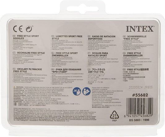 INTEX: GOGGLES FREE STYLE AQUA FLOW SPORTS ASSORTED COLOURS