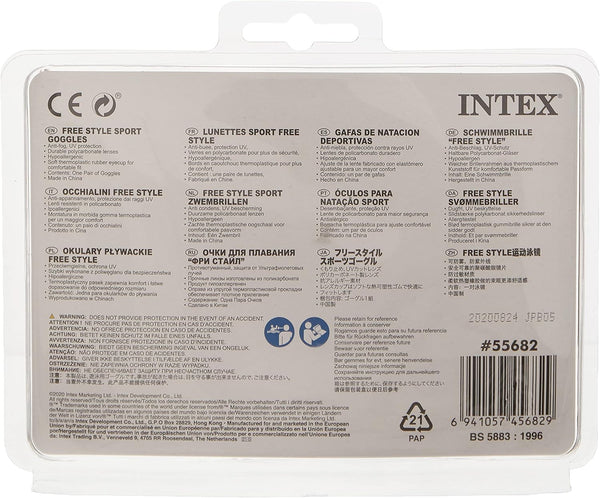 INTEX: GOGGLES FREE STYLE AQUA FLOW SPORTS ASSORTED COLOURS