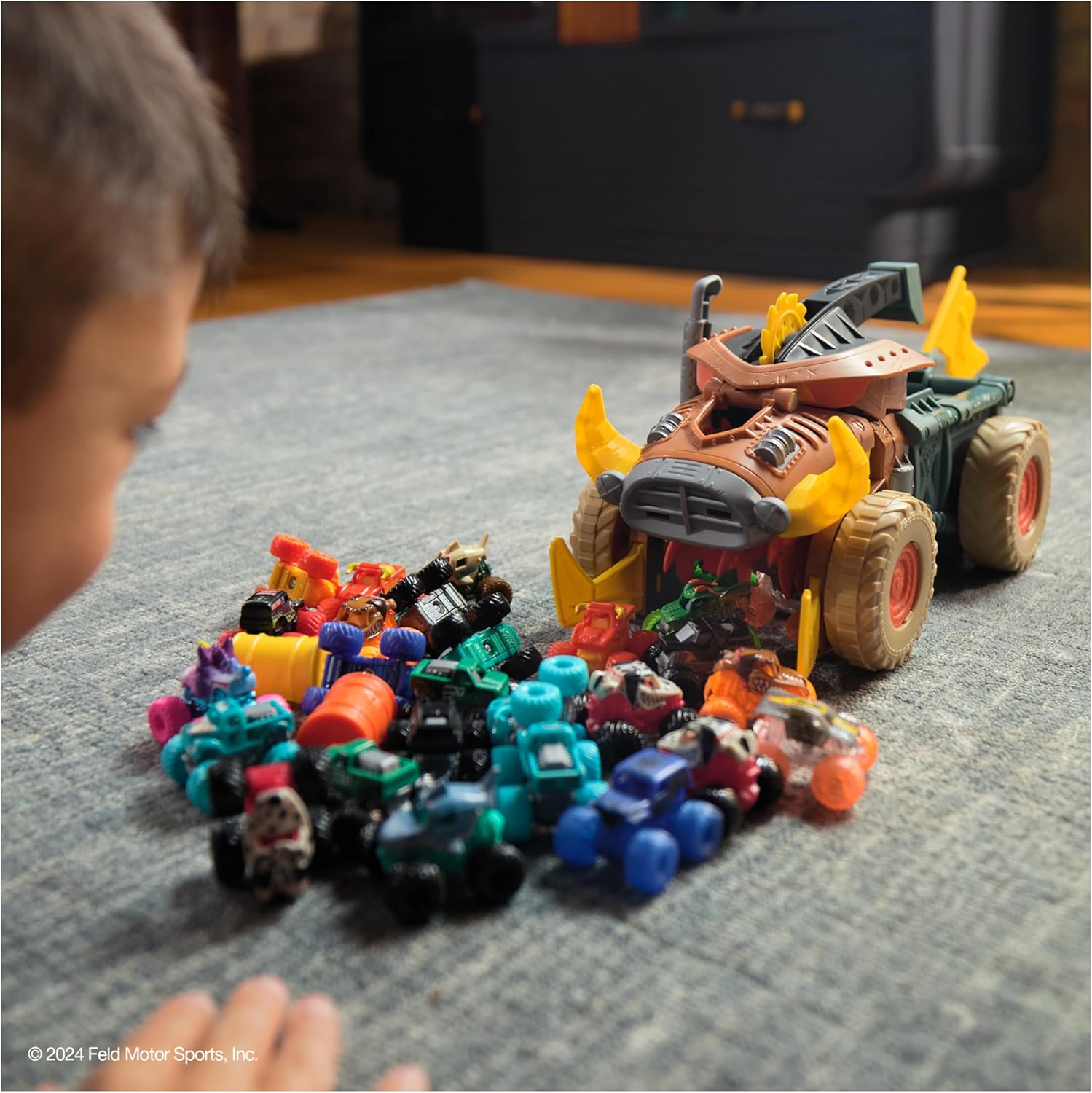 Monster Jam Mini Megalodon Mad Hog Chomper and Monster Truck Playset