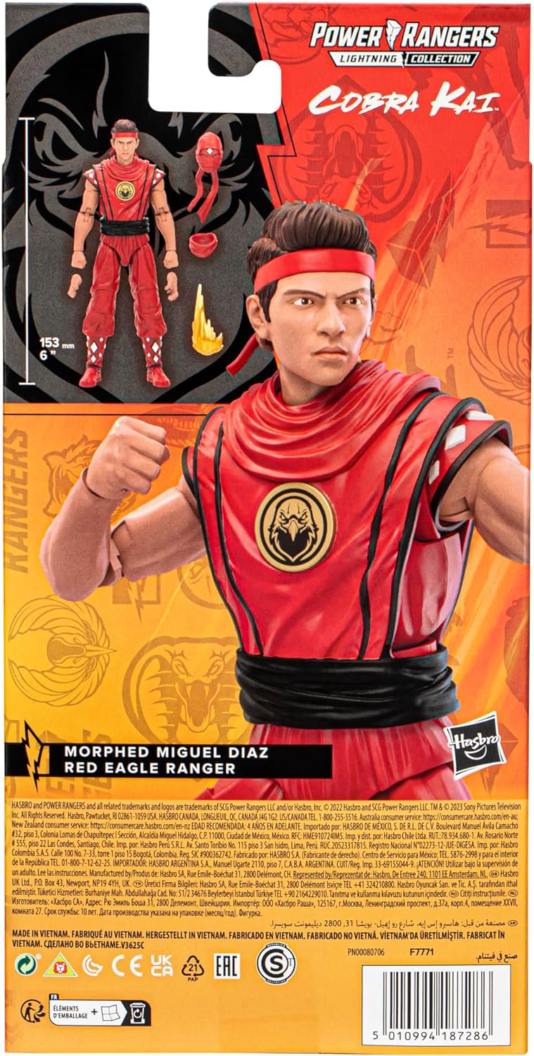 Hasbro Figure Power Rangers X Cobra  Kai Lighting Collection Miguel Diaz Red Eagle Ranger