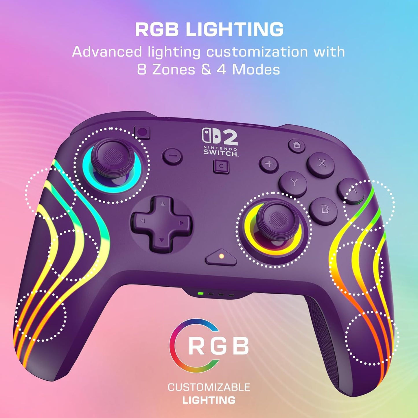 PDP Afterglow Wave Wireless Controller - Purple (Nintendo Switch 2)