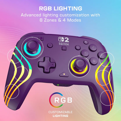 PDP Afterglow Wave Wireless Controller - Purple (Nintendo Switch 2)
