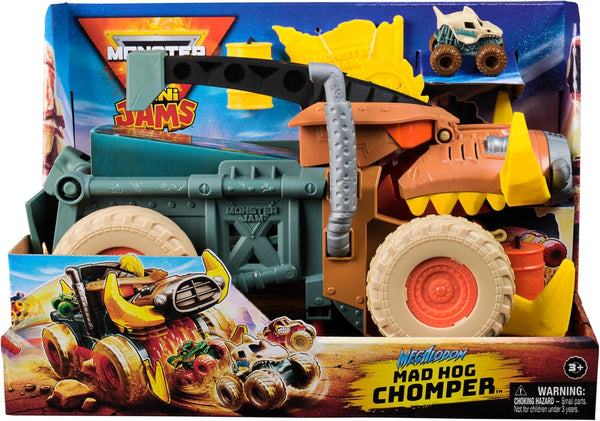 Monster Jam Mini Megalodon Mad Hog Chomper and Monster Truck Playset