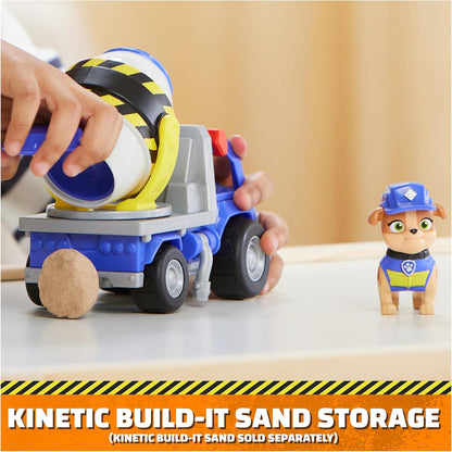 Rubble & Crew, Mix’s Cement Mixer Toy Truck with Action Figure and Movable Construction Toys