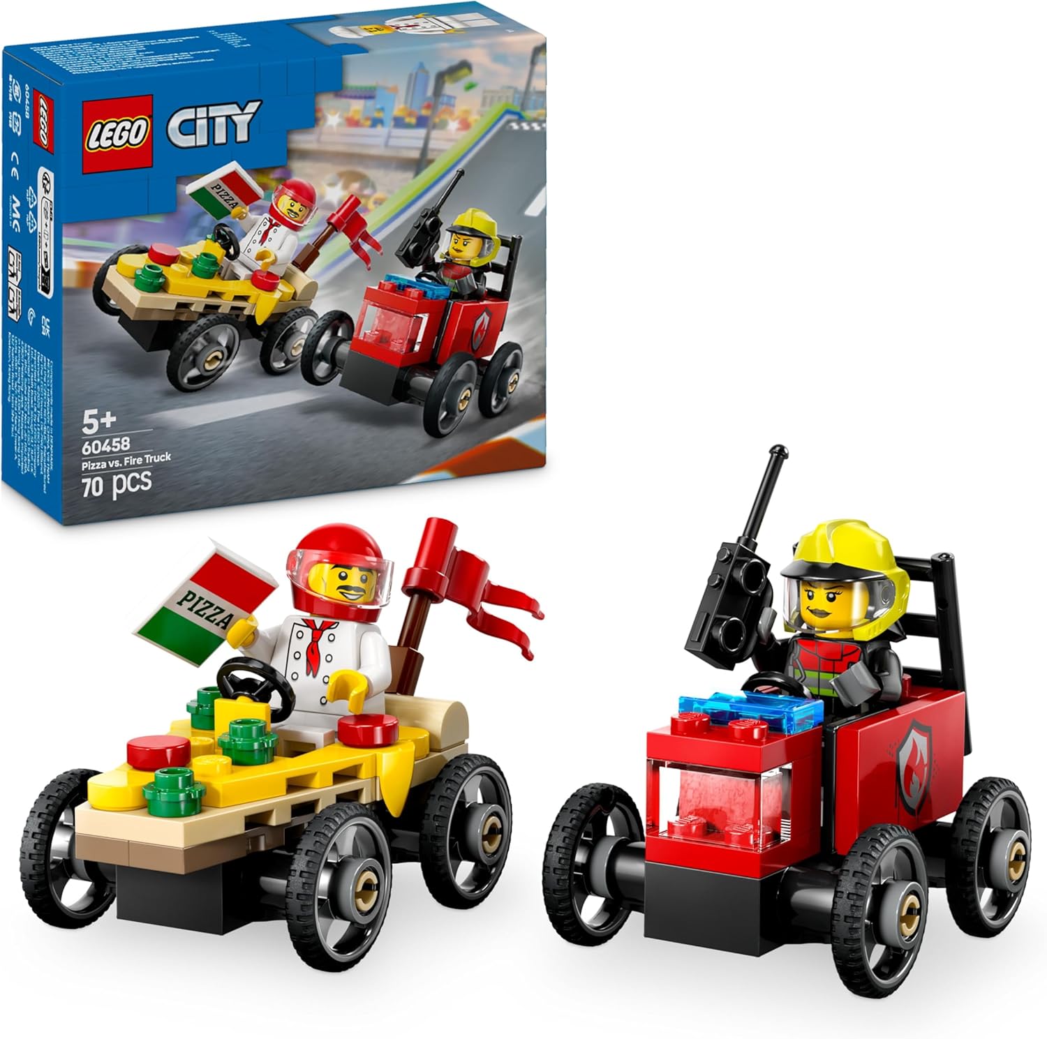 LEGO® | City: Pizza vs. Fire Truck Race Car Pack (60458)