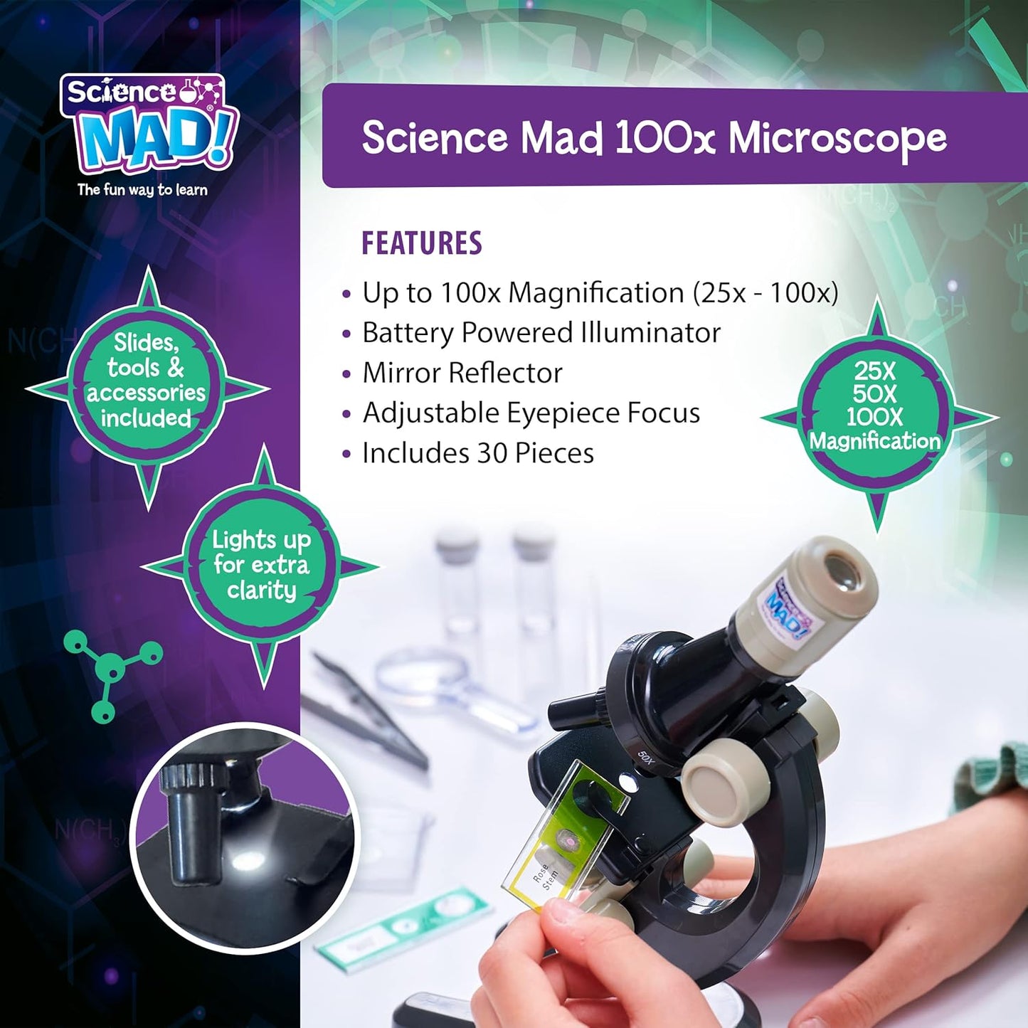 Science Mad 100X Microscope SS25
