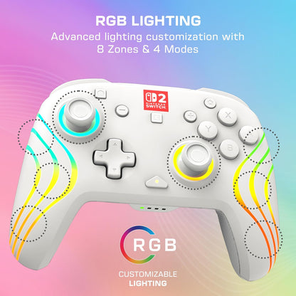 Afterglow Wave Wireless RGB Controller - White (Nintendo Switch 2)