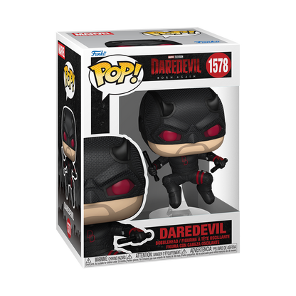 Funko POP Daredevil Black Suit Born Again boxed figure