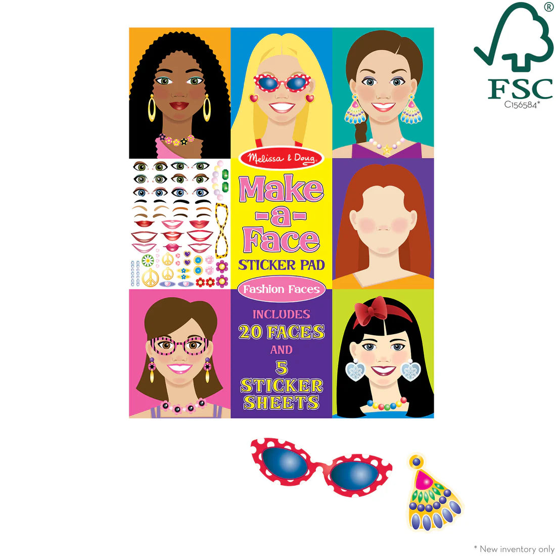 Melissa & Doug: Make-a-Face Sticker Pad - Fashion Faces