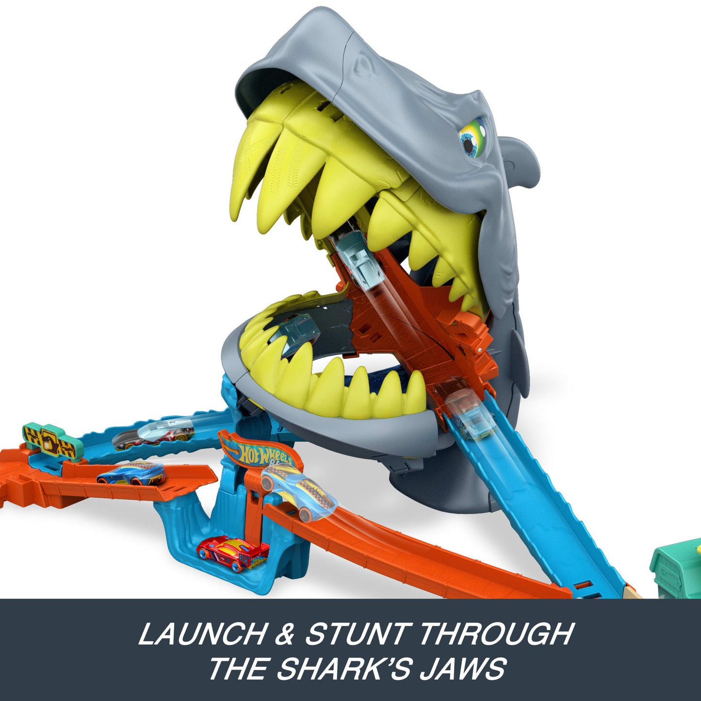 Hot Wheels City Shark Chomp Beach Playset action feature