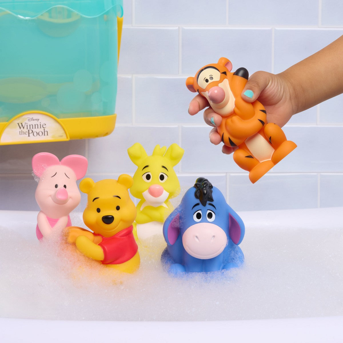 Disney Winnie the Pooh bath figures in use