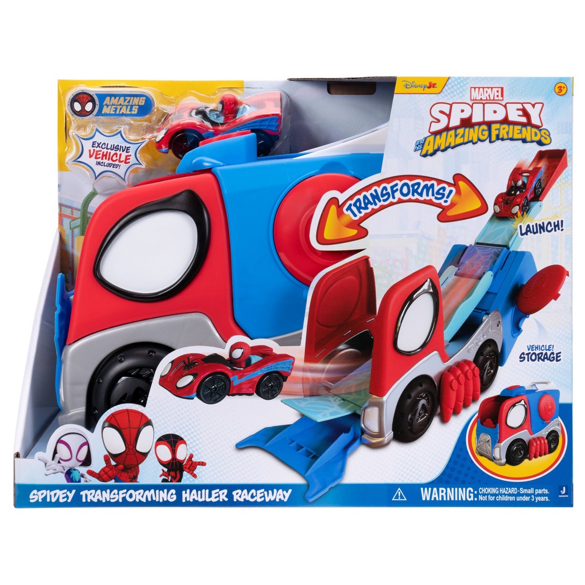 Spidey and His Amazing Friends Transforming Hauler Raceway packaging