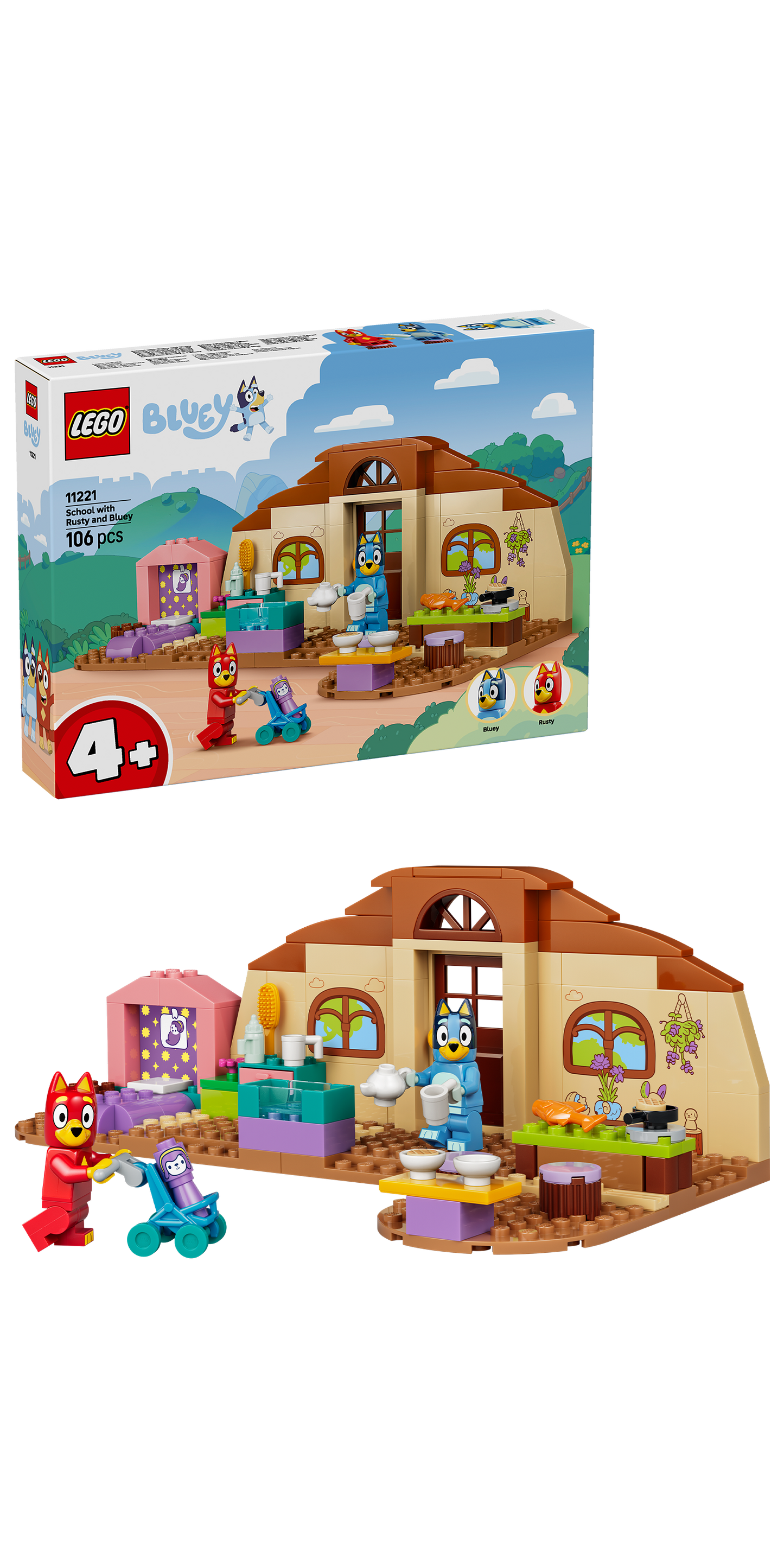 LEGO® | Bluey: School with Rusty and Bluey (11221) - box and product image