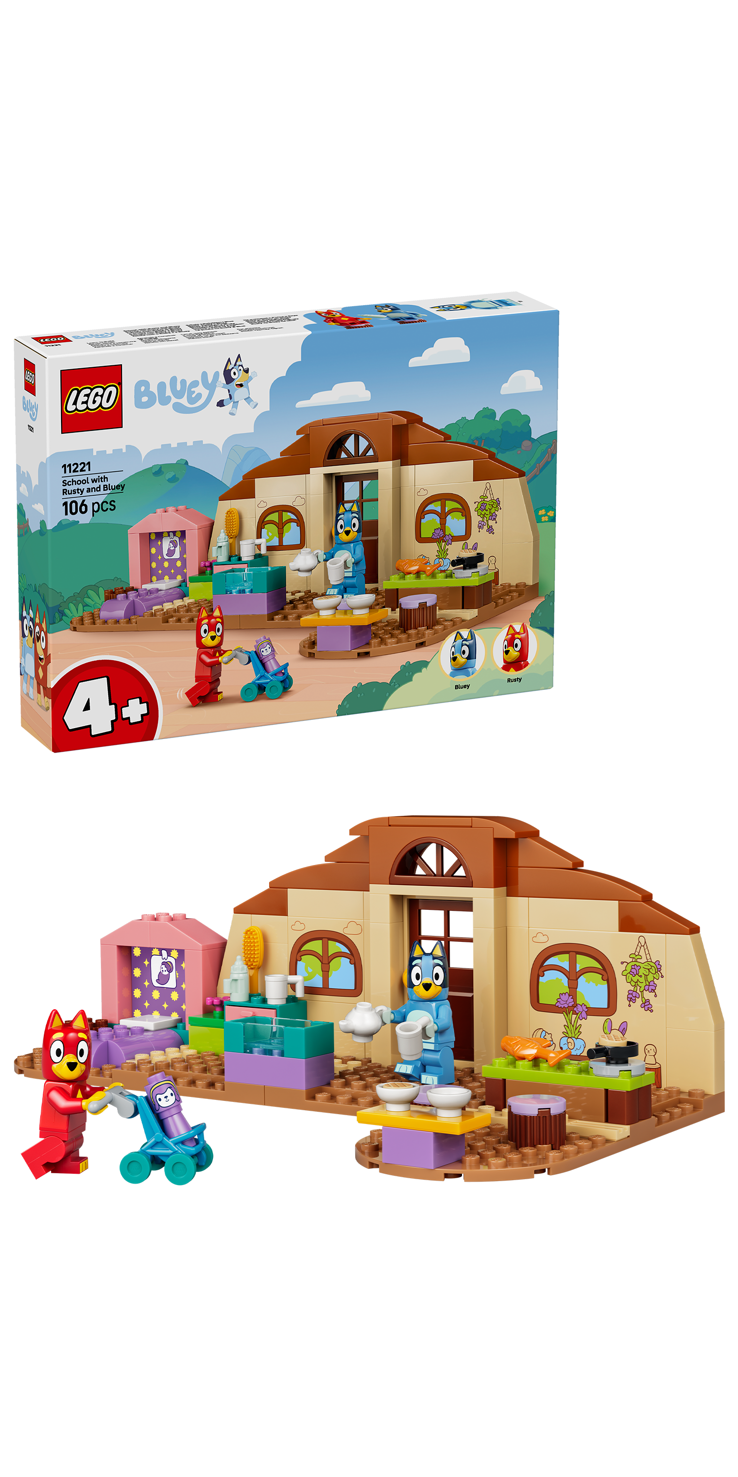 LEGO® | Bluey: School with Rusty and Bluey (11221) - box and product image