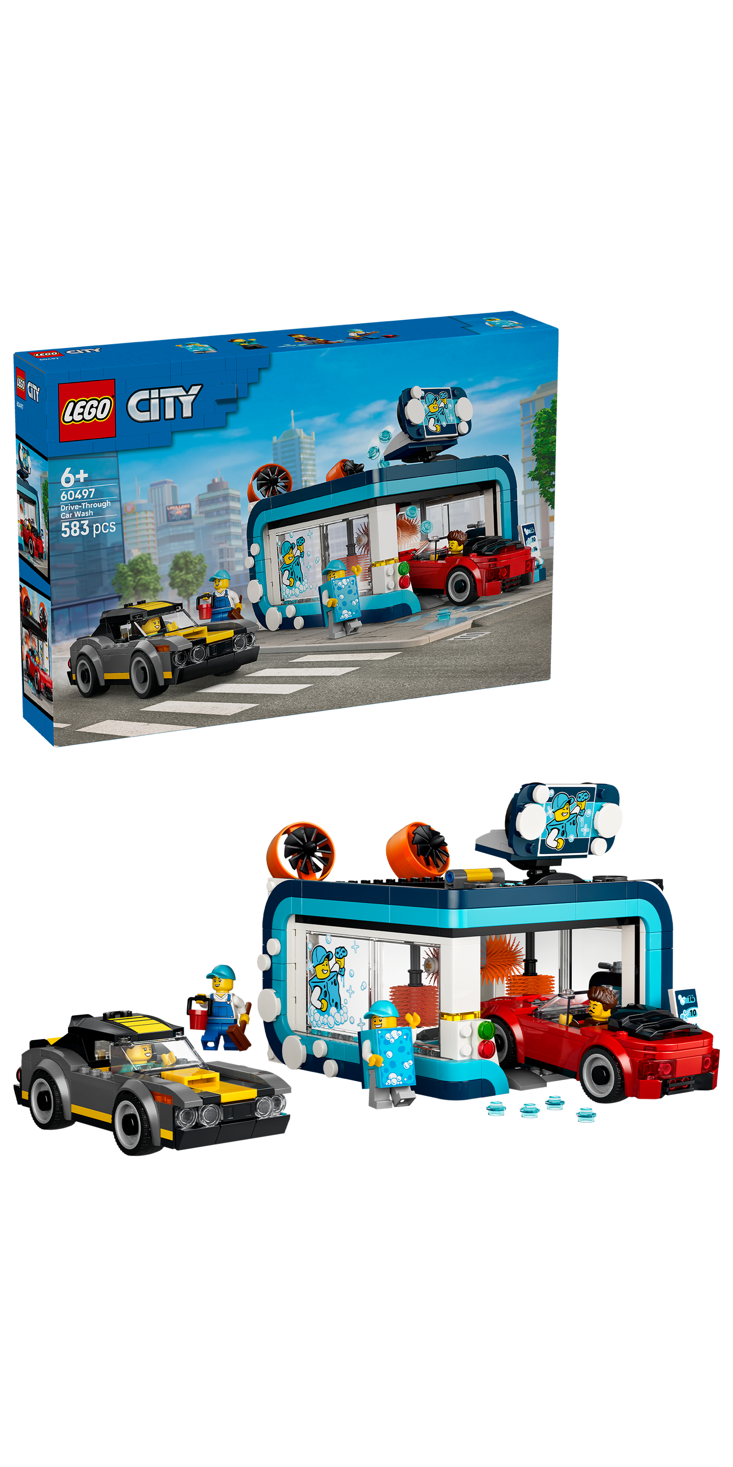 LEGO® | City: Drive-Through Car Wash (60497) - box and product image