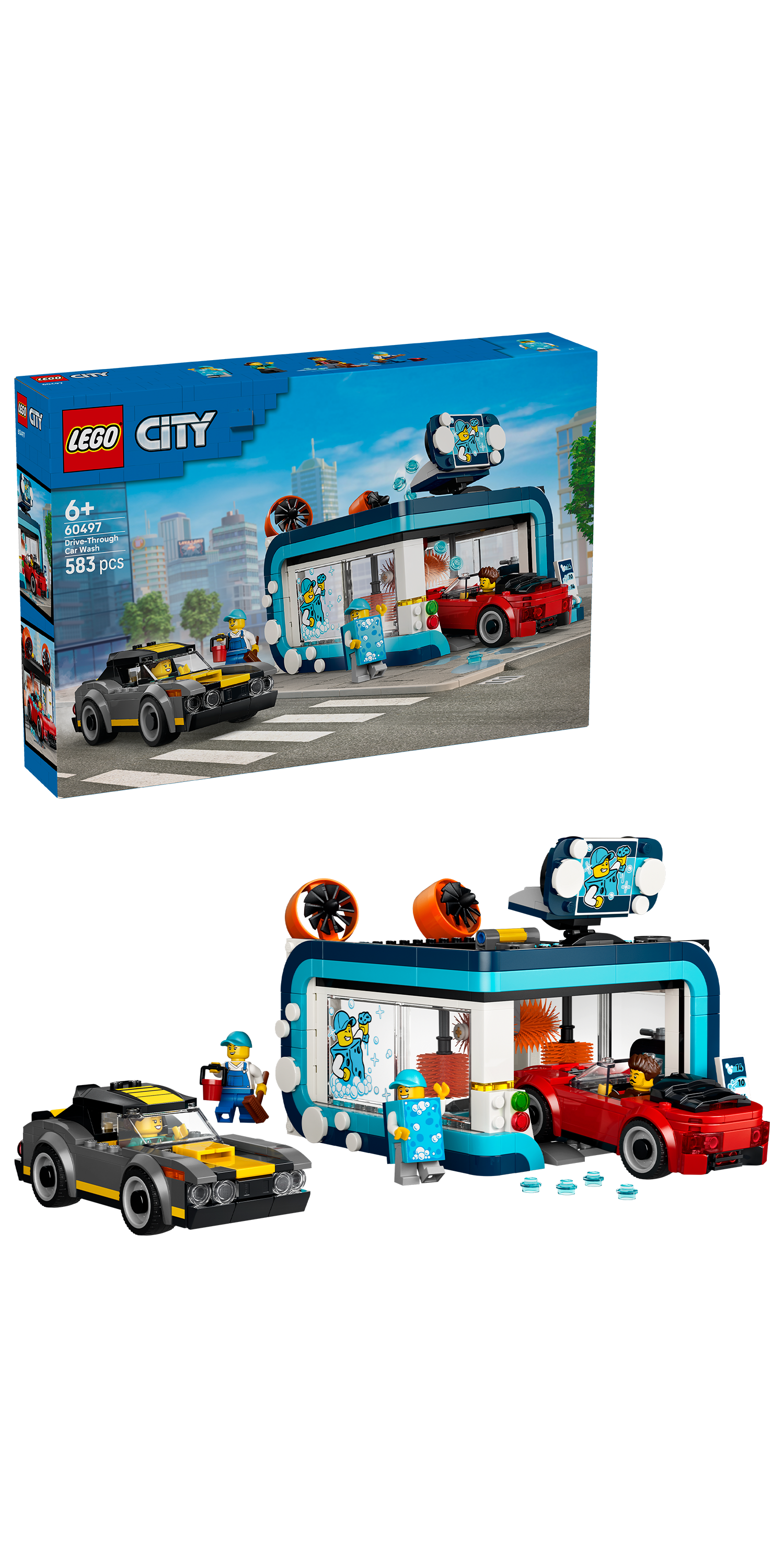 LEGO® | City: Drive-Through Car Wash (60497) - box and product image