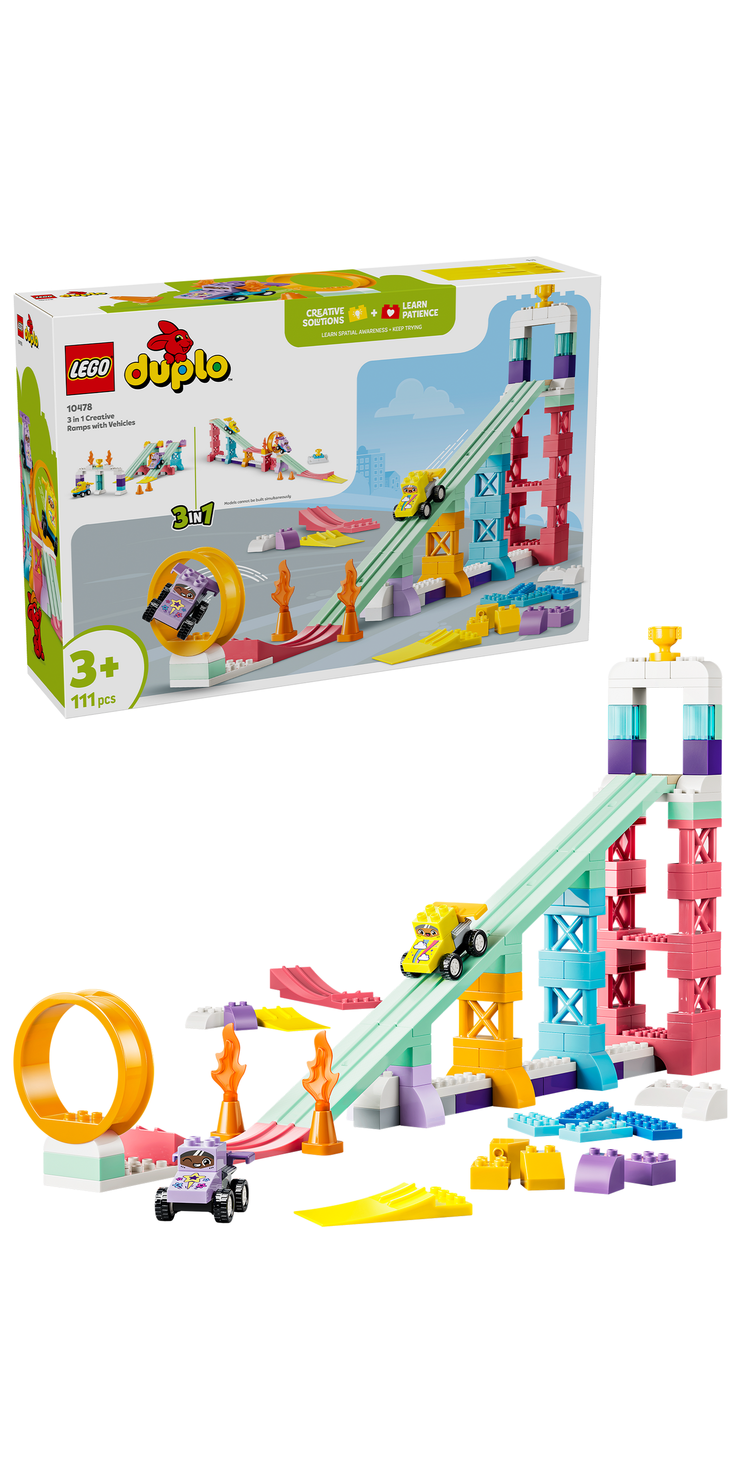 LEGO® | DUPLO: 3 in 1 Creative Ramps with Vehicles (10478) - box and product image
