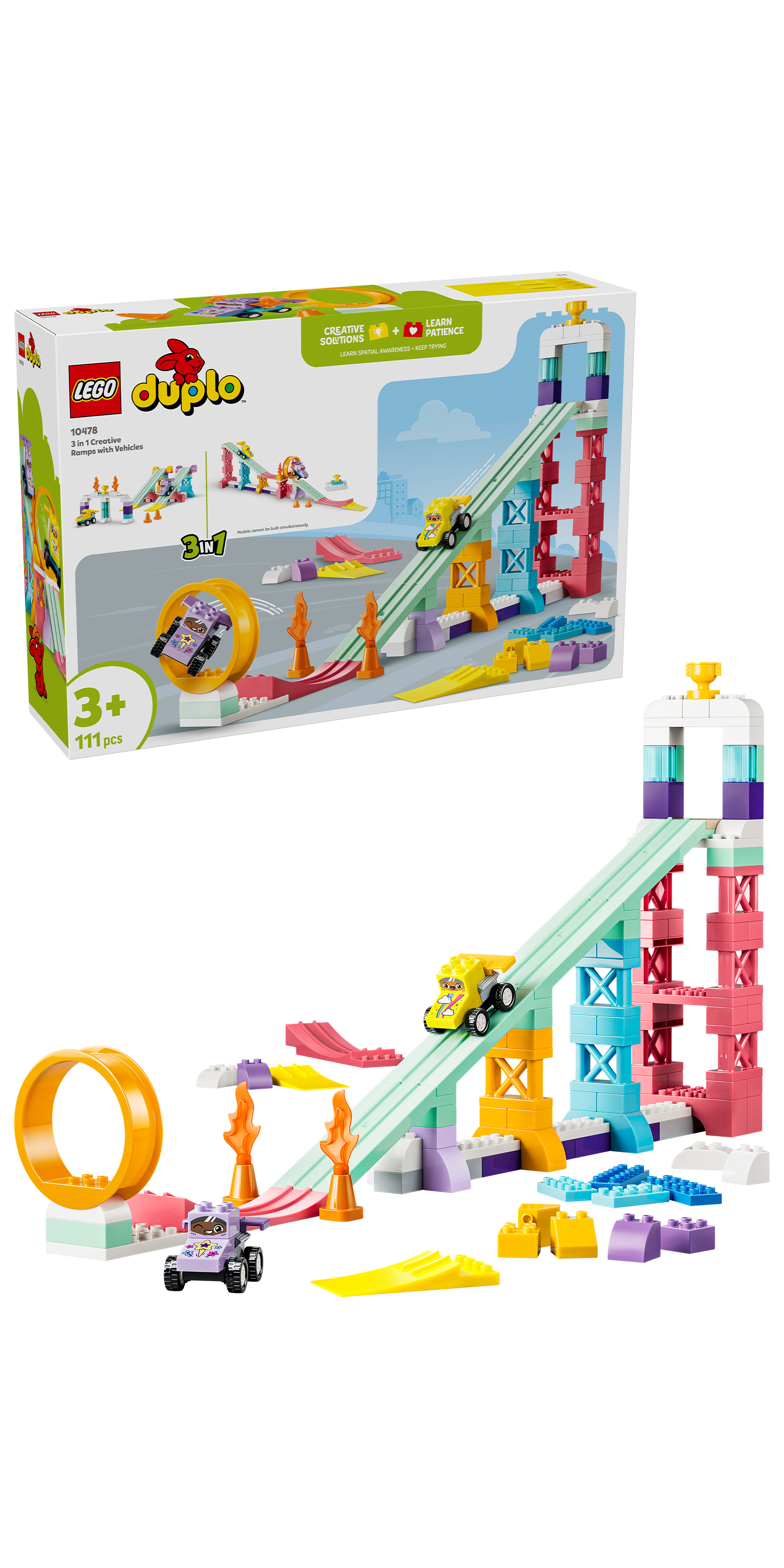 LEGO® | DUPLO: 3 in 1 Creative Ramps with Vehicles (10478) - box and product image
