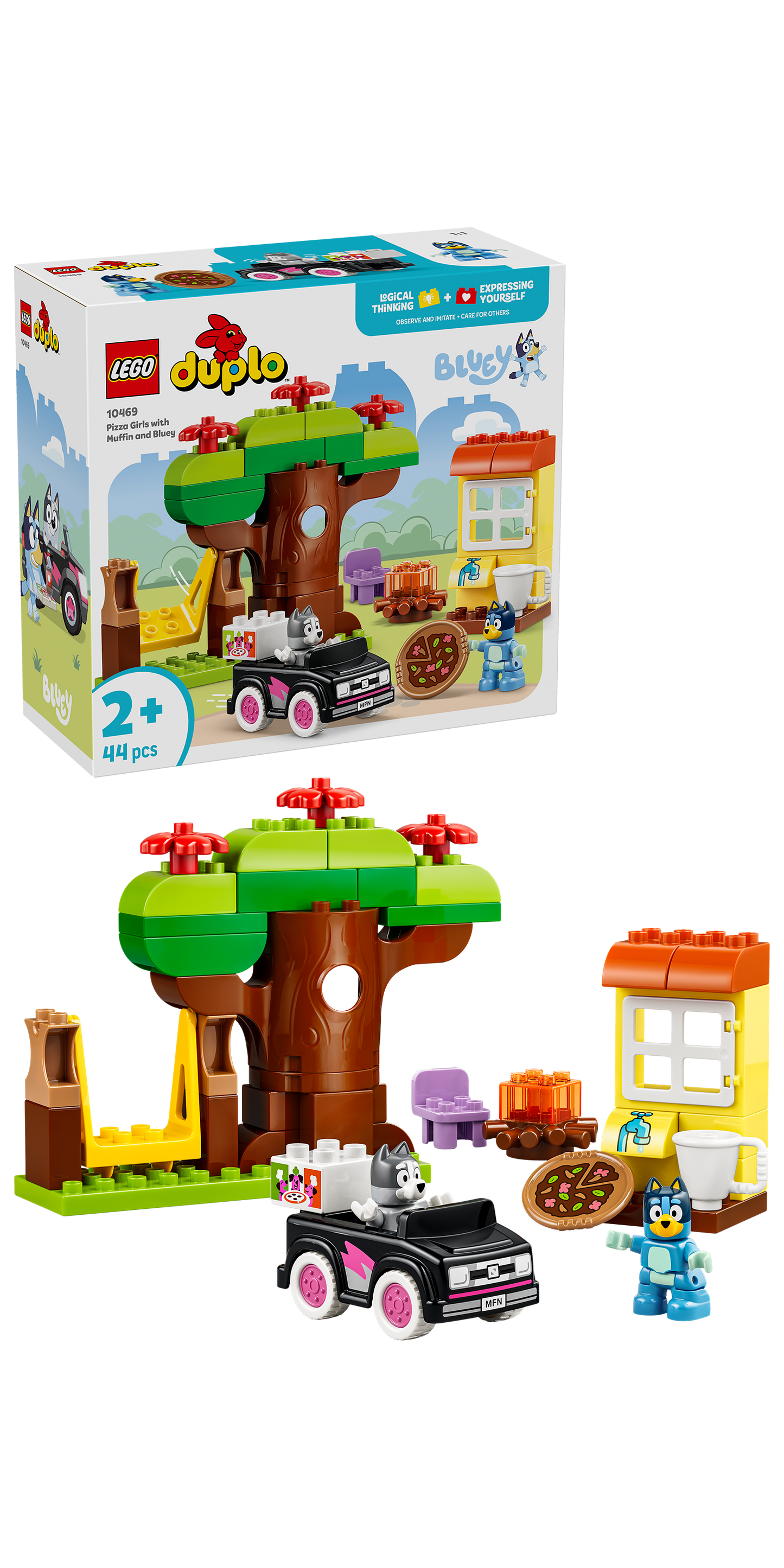 LEGO® | DUPLO: Pizza Girls with Muffin and Bluey (10469) - box and product image