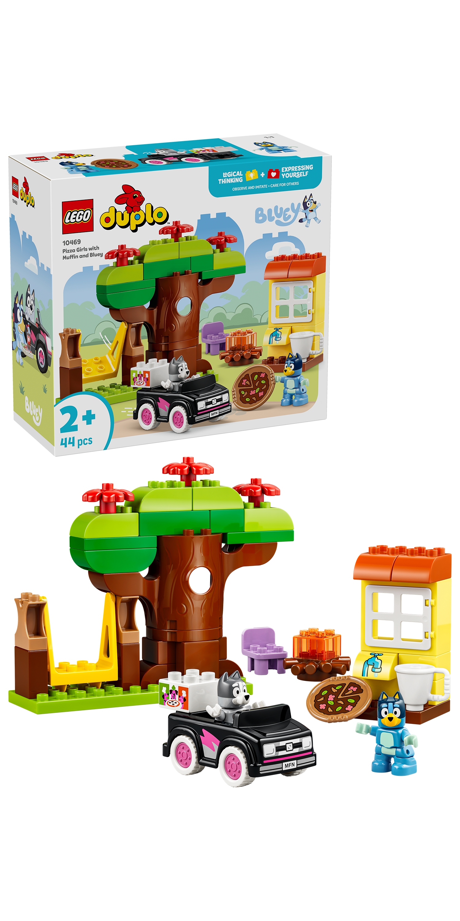 LEGO® | DUPLO: Pizza Girls with Muffin and Bluey (10469) - box and product image