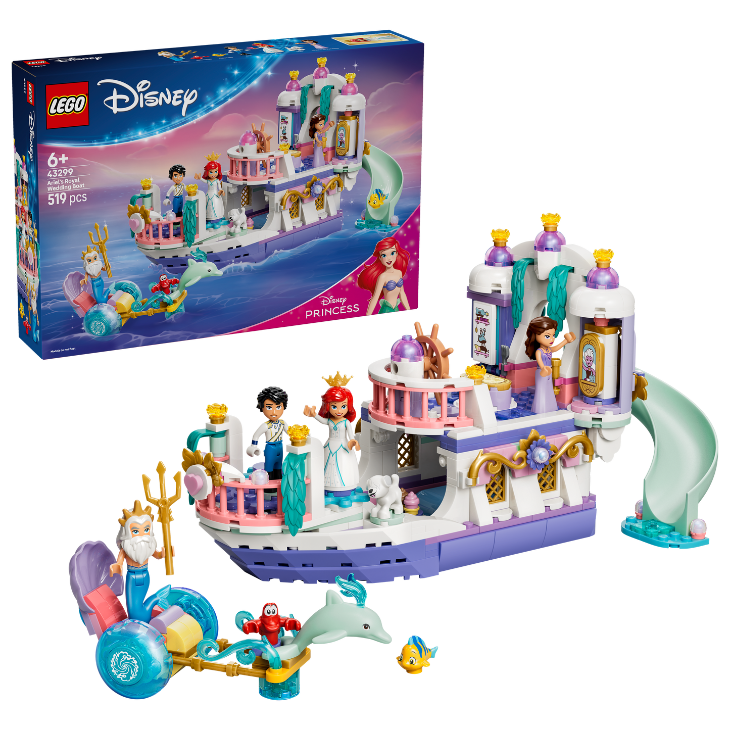 LEGO® | Disney: Ariel's Royal Wedding Boat (43299) - box and product image