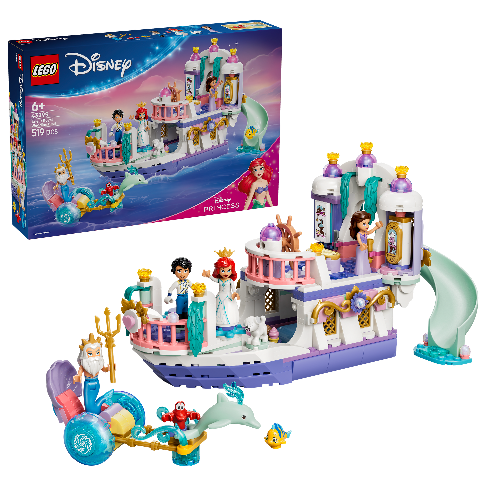 LEGO® | Disney: Ariel's Royal Wedding Boat (43299) - box and product image
