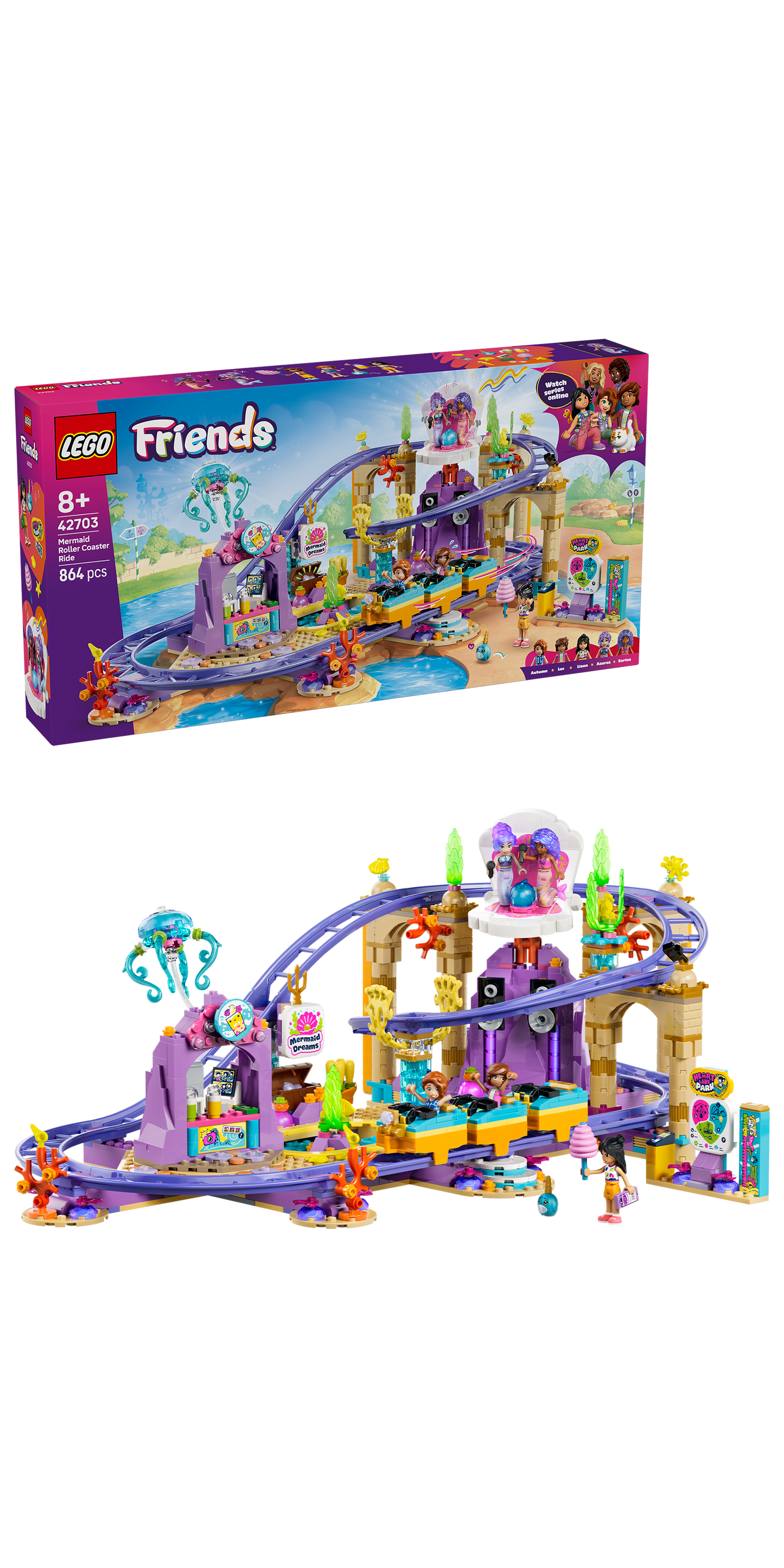 LEGO® | Friends: Mermaid Roller Coaster Ride (42703) - box and product image