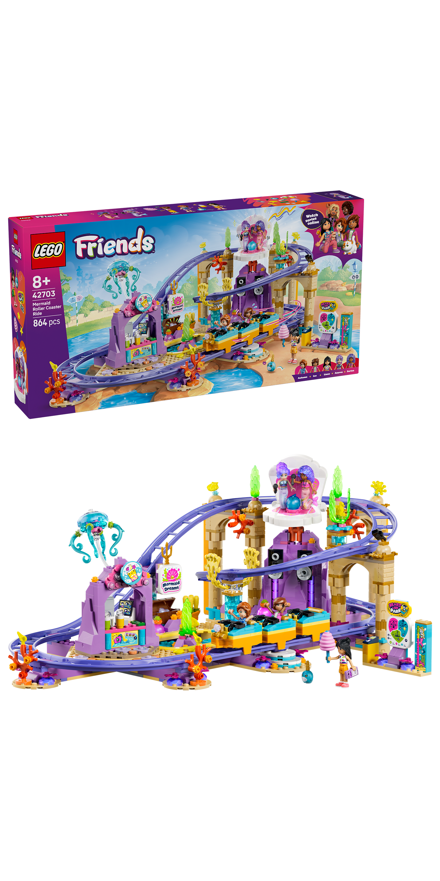 LEGO® | Friends: Mermaid Roller Coaster Ride (42703) - box and product image