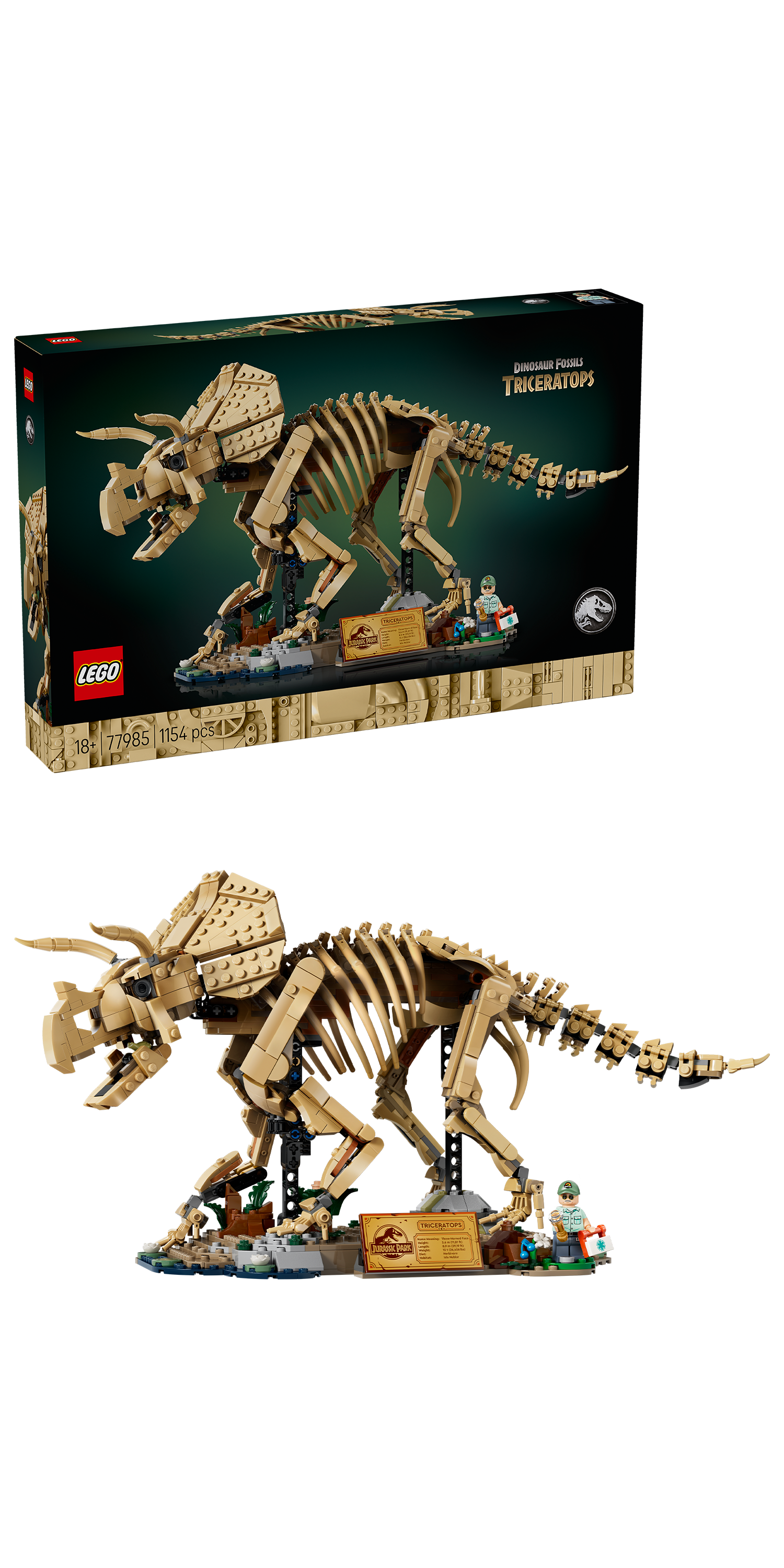 LEGO® | Jurassic World: Dinosaur Fossils: Triceratops (77985) - box and product image