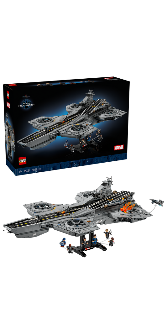 LEGO® | Marvel: S.H.I.E.L.D. Helicarrier (76354) - box and product image