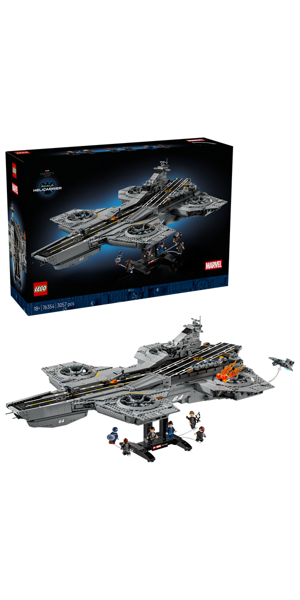 LEGO® | Marvel: S.H.I.E.L.D. Helicarrier (76354) - box and product image