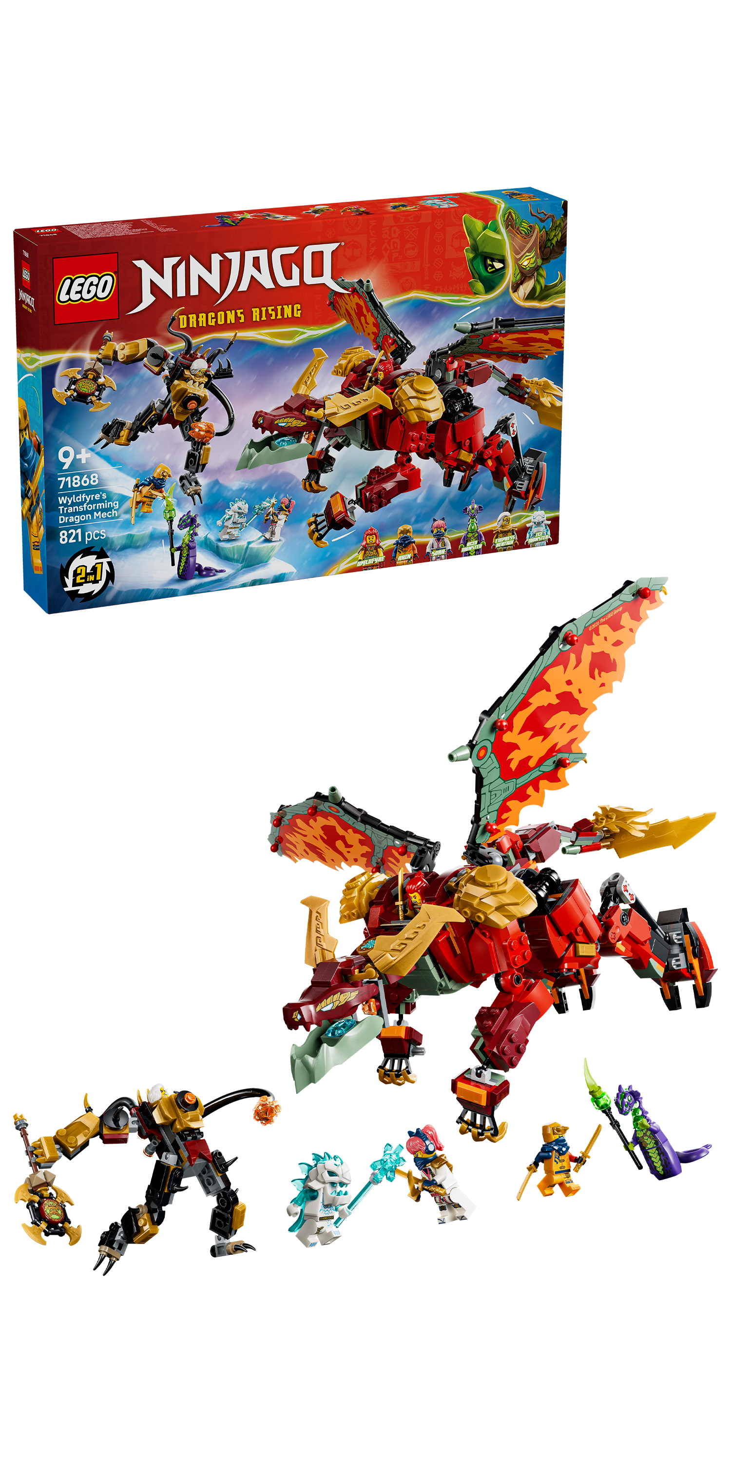 LEGO® | NINJAGO: Wyldfyre's Transforming Dragon Mech (71868) - box and product image