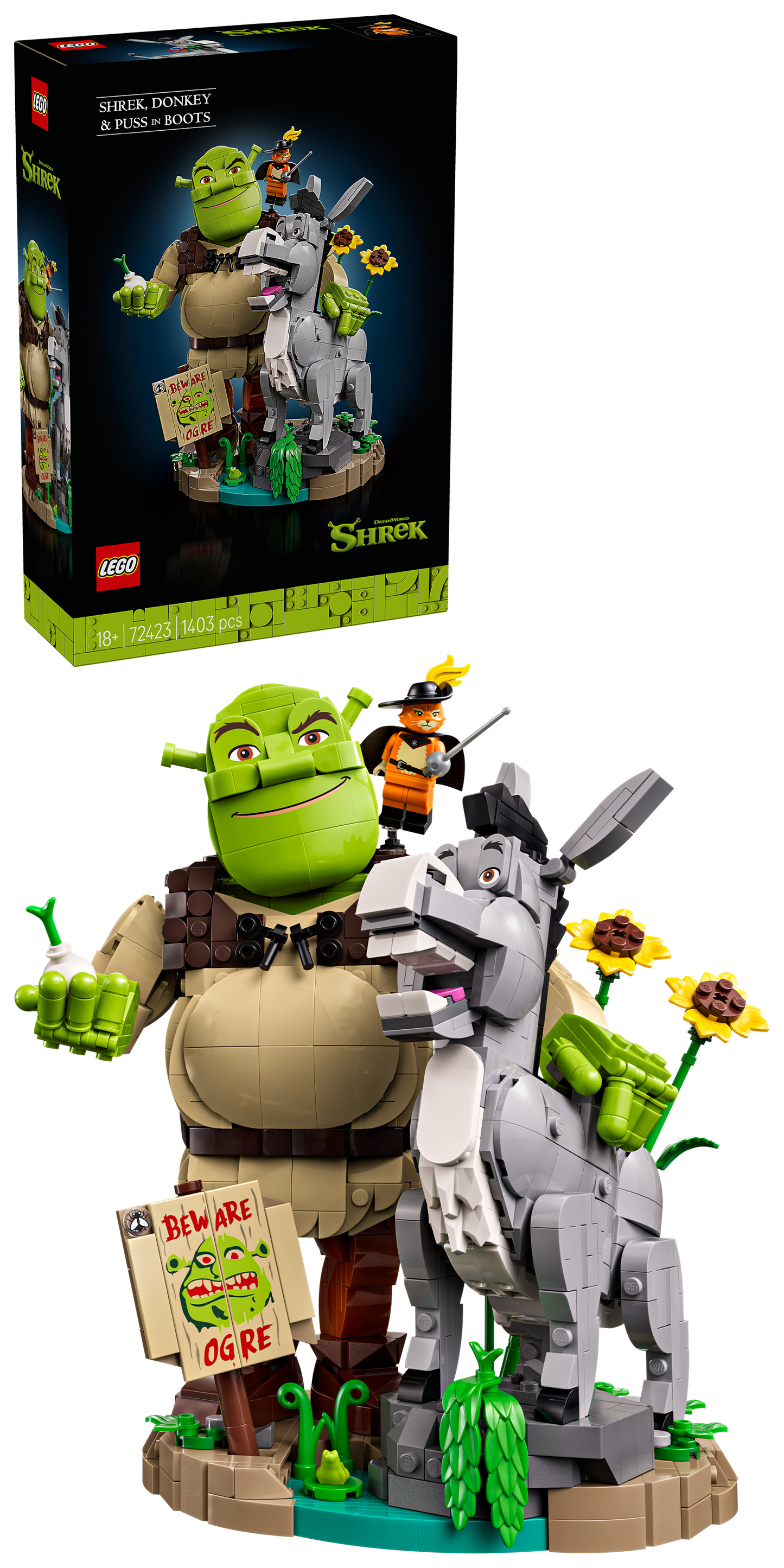 LEGO® | Shrek: Shrek, Donkey & Puss in Boots (72423) - box and product image