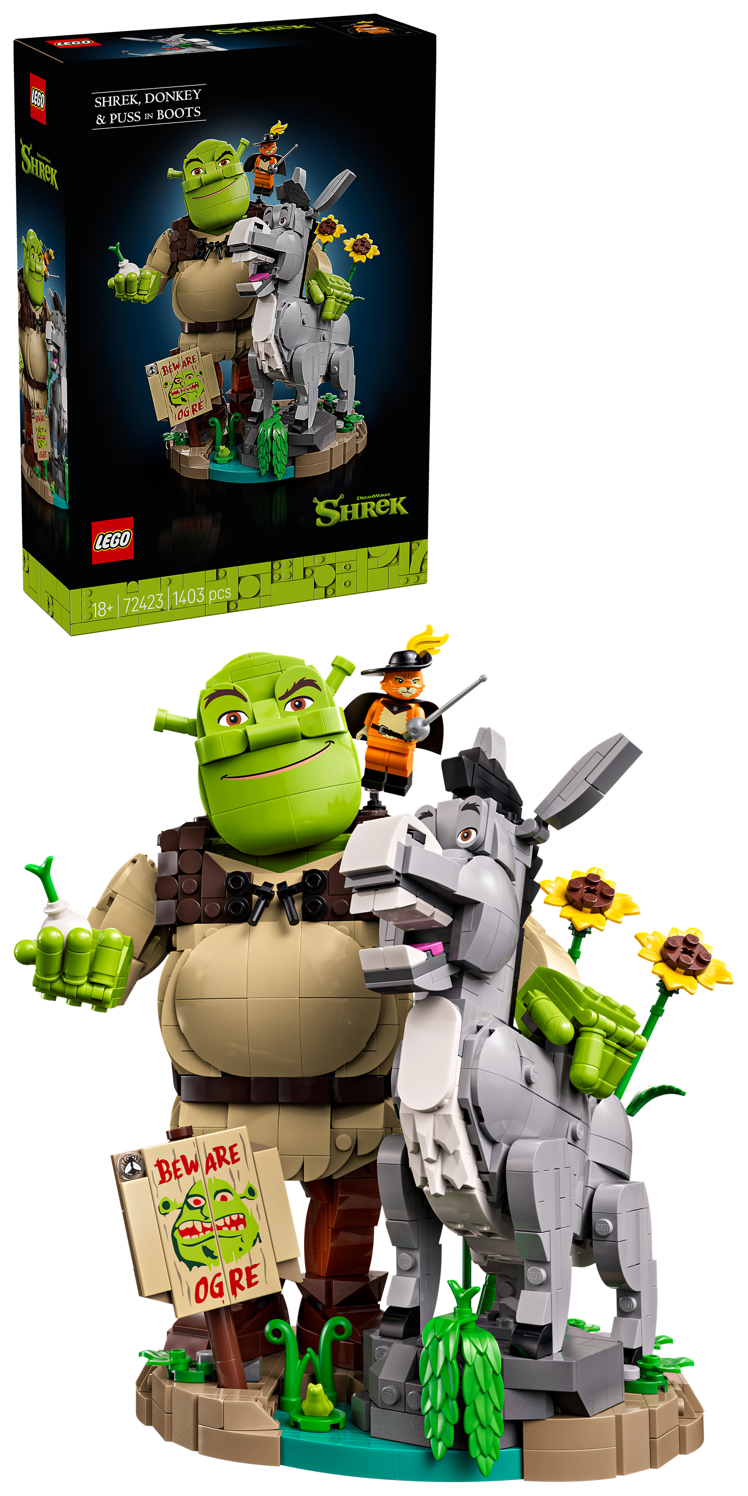 LEGO® | Shrek: Shrek, Donkey & Puss in Boots (72423) - box and product image