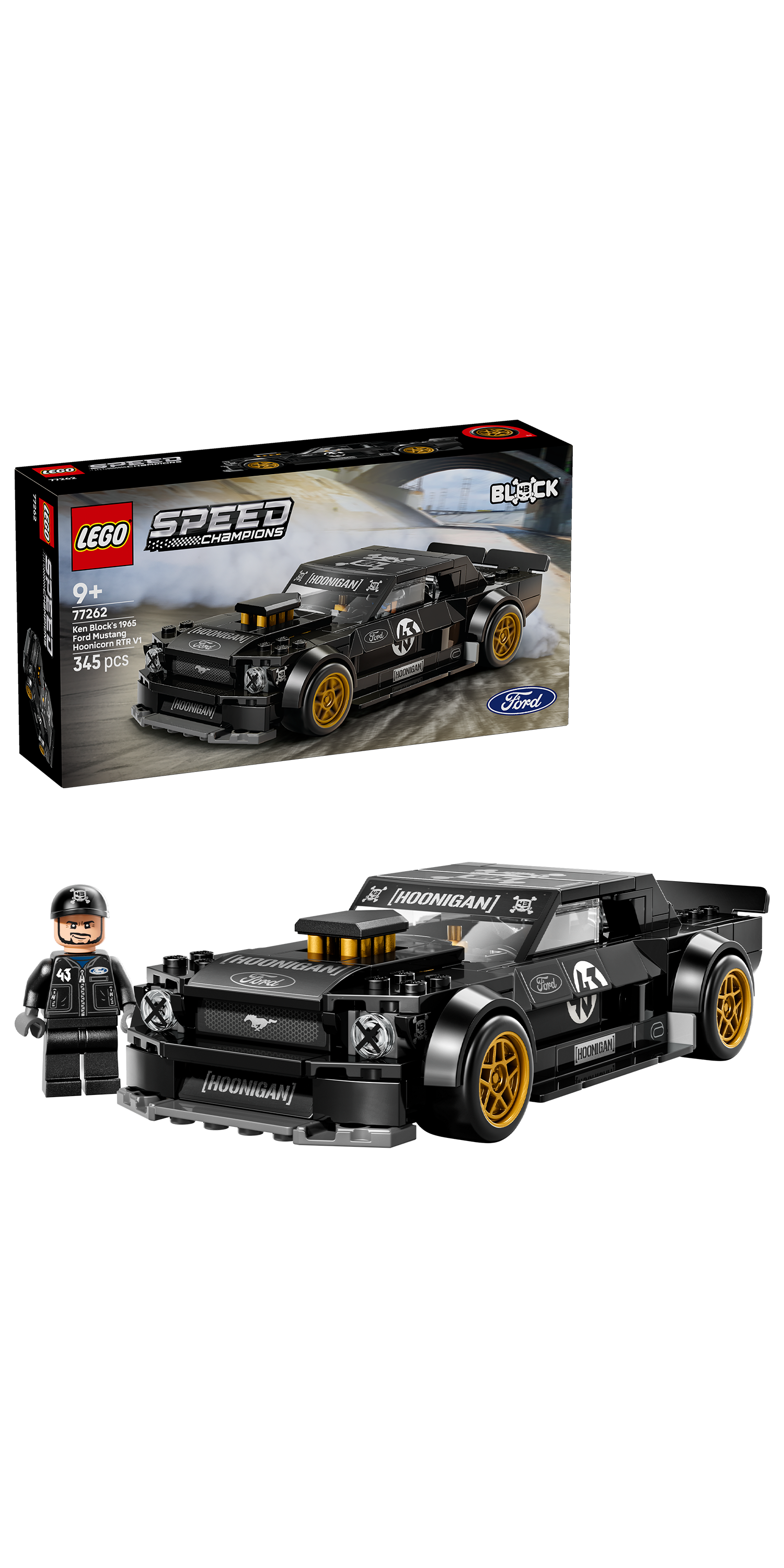 LEGO® | Speed Champions: Ken Block's '65 Ford Mustang Hoonicorn V1 (77262) - box and product image