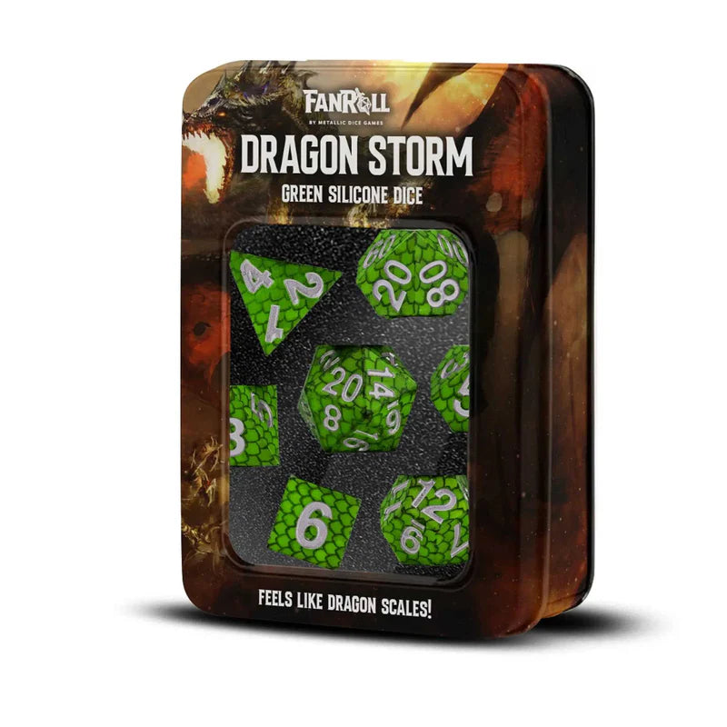 FanRoll: Dragon Storm Silicone Dice Set - Green Dragon Scales