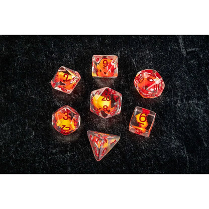 FanRoll: Dragon Storm Inclusion Resin Dice Set - Red Dragon