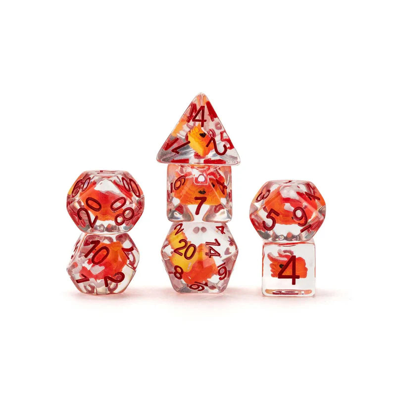 FanRoll: Dragon Storm Inclusion Resin Dice Set - Red Dragon