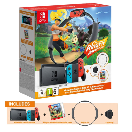 NINTENDO SWITCH CONSOLE NEON 1.1 + RING FIT ADVENTURE