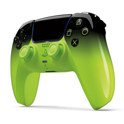 DualSense Remix Green Hyperpop controller angled view