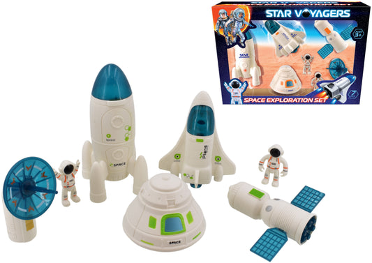 7pc Space Ship Playset In Colour Box