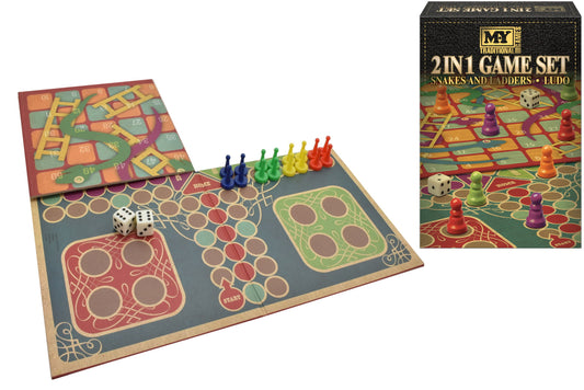 M.Y 2-In-1 Snakes & Ladders And Ludo Game Set