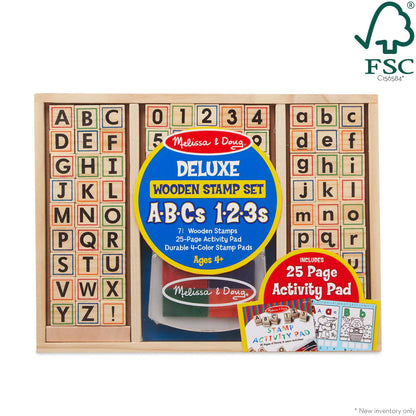 Melissa & Doug: Deluxe Wooden Stamp Set - ABCs 123s
