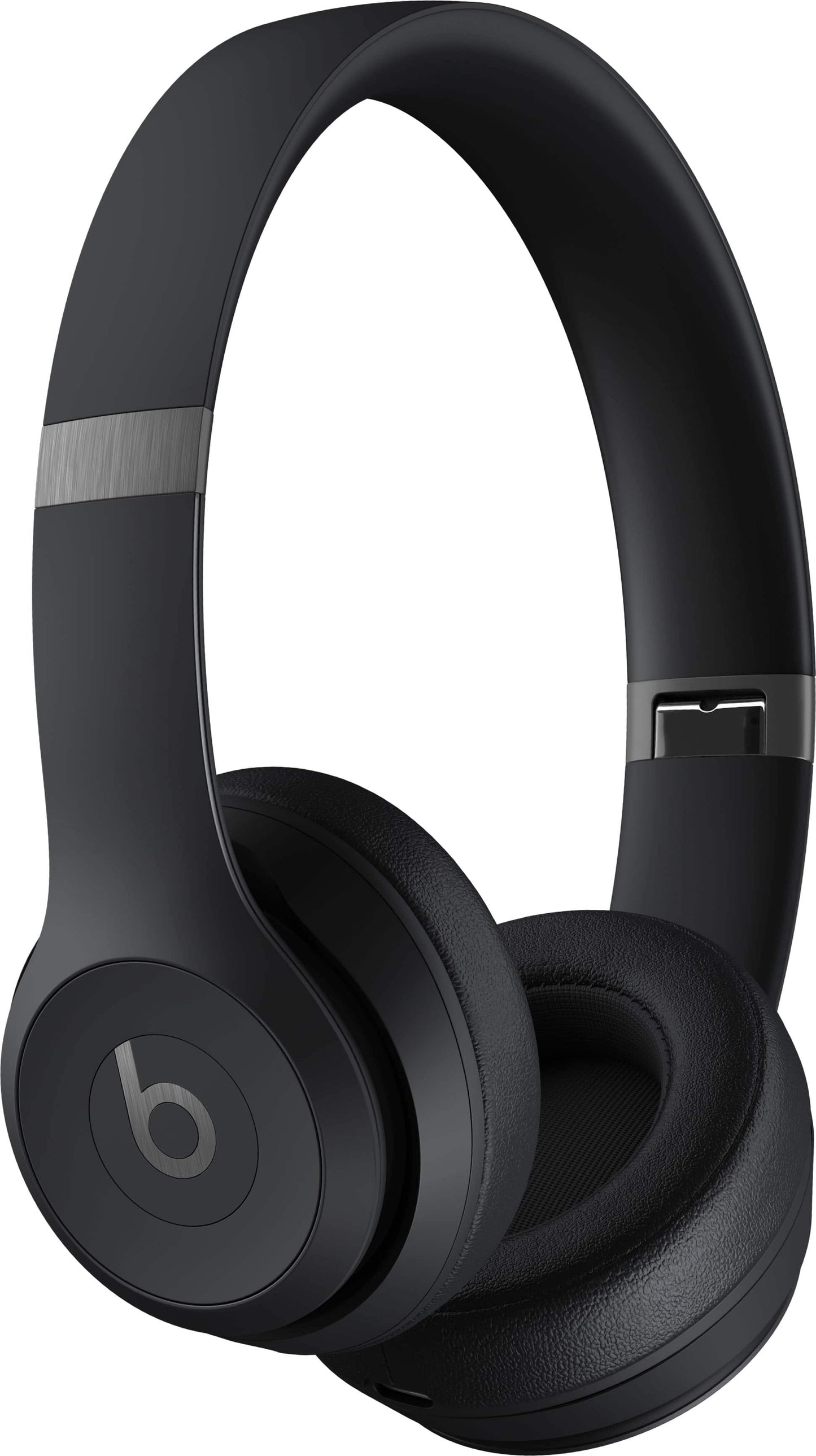 Beats Solo 4 matte black wireless on-ear headphones front view