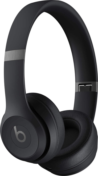 Beats Solo 4 matte black wireless on-ear headphones front view