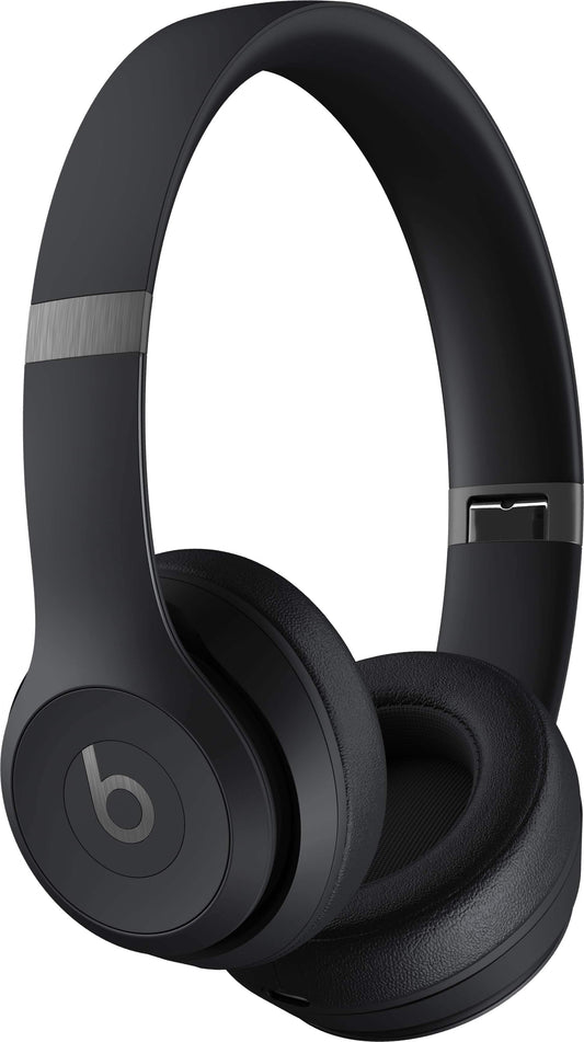 Beats Solo 4 matte black wireless on-ear headphones front view